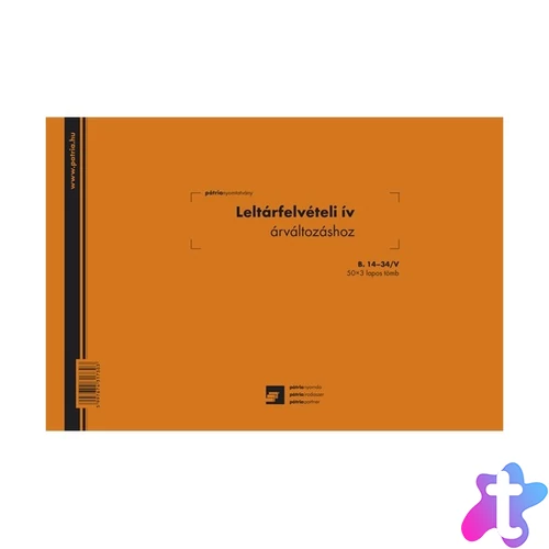 B.14-34 "Leltárfelvételi ív árváltozáshoz" nyomtatvány