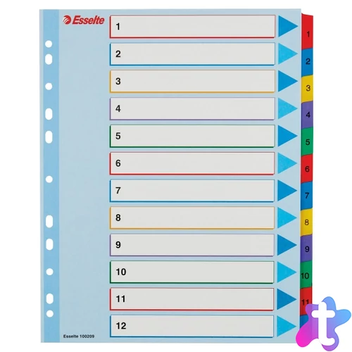 Esselte A4 extra széles 1-12 újraírható regiszter