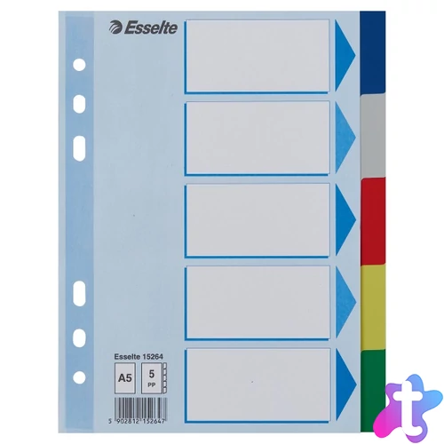 Esselte A5 műanyag 5 részes elválasztólap