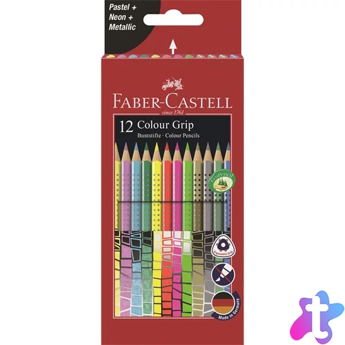 Faber-Castell Grip 12 db neon/pasztell/metál színesceruza készlet