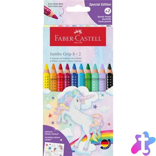 Faber-Castell Grip Jumbo Unikornis 8+2 db háromszögletű színesceruza készlet