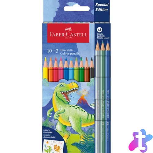 Faber-Castell Dinoszaurusz 10+3 db hatszögletű színesceruza készlet
