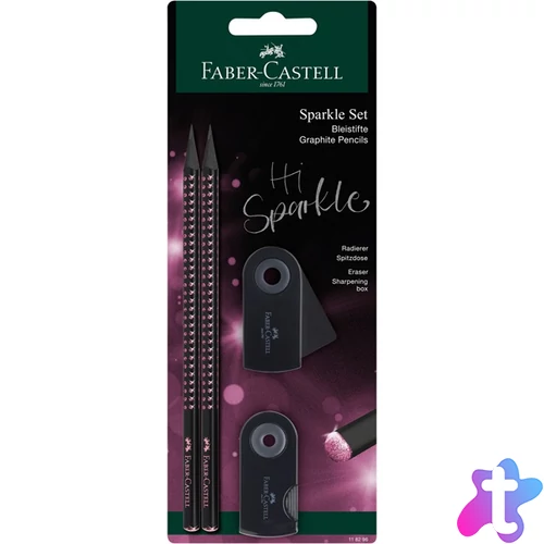 Faber-Castell Grip Sparkle BL Sparkle Line, Midnight Rose grafitceruza szett (2 db + mini hegyező + mini radír)