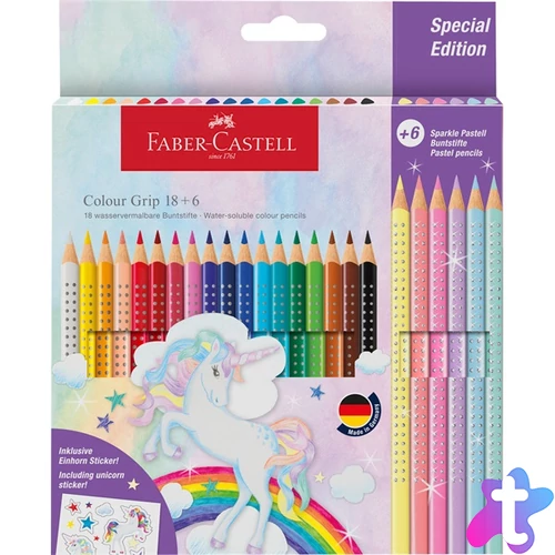 Faber-Castell Grip Unikornis 18+6 db háromszögletű színesceruza készlet