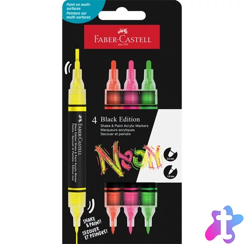 Faber-Castell Black Edition Shake&Paint Neon 4 db kétvégű akrilfilctoll készlet