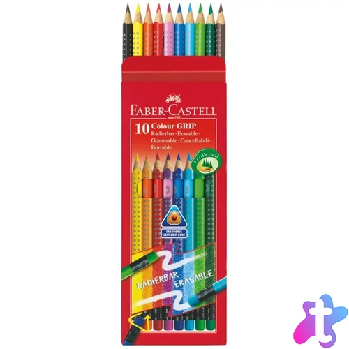 Faber-Castell Grip háromszögletű radíros 10 db színesceruza készlet