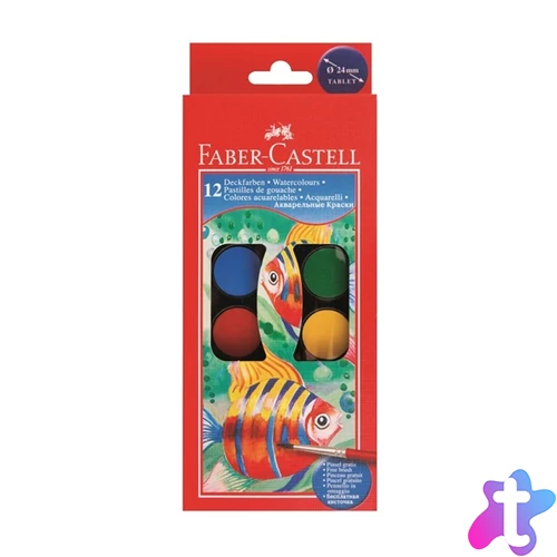 Faber-Castell 24 mm 12 színű vízfesték készlet ecsettel