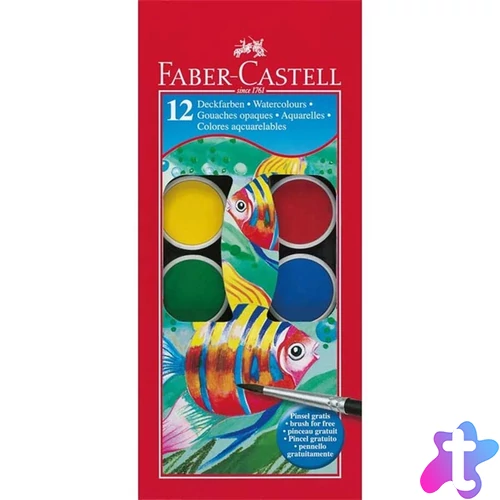 Faber-Castell 30 mm 12 színű vízfesték készlet ecsettel