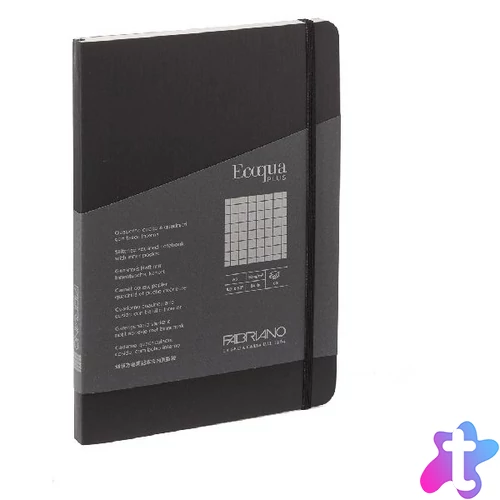 Fabriano Ecoqua Plus A5 80 lapos fekete kockás notesz