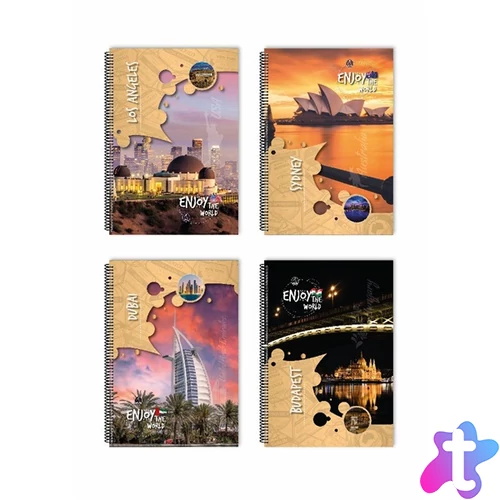 Fűzfői design 3D Enjoy A4 80 lapos mintás kockás spirálfüzet