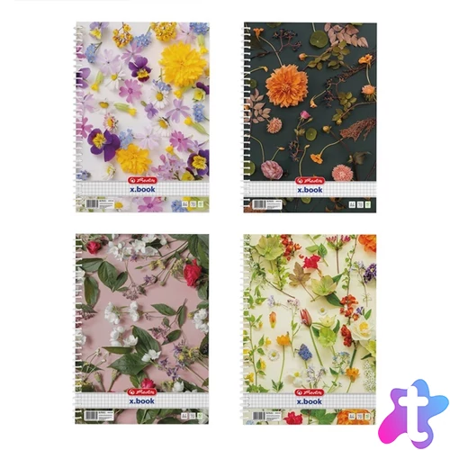 Herlitz Flower II A4 70 lap kockás spirálfüzet