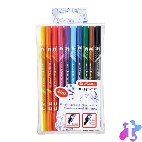 Herlitz my.pen kétvégű 10db-os vegyes színű filctoll készlet