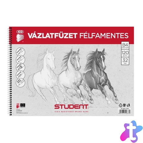 ICO Student B4 félfamentes vázlatfüzet