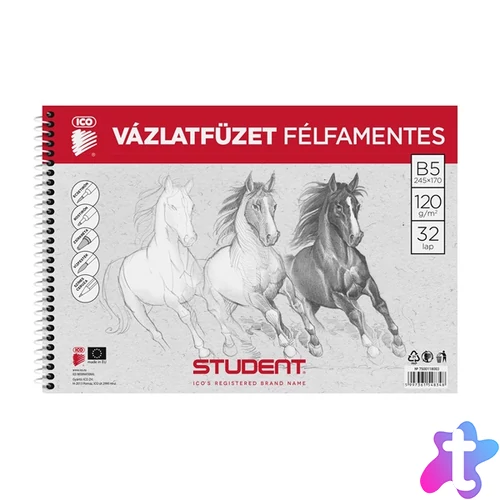 ICO Student B5 félfamentes vázlatfüzet