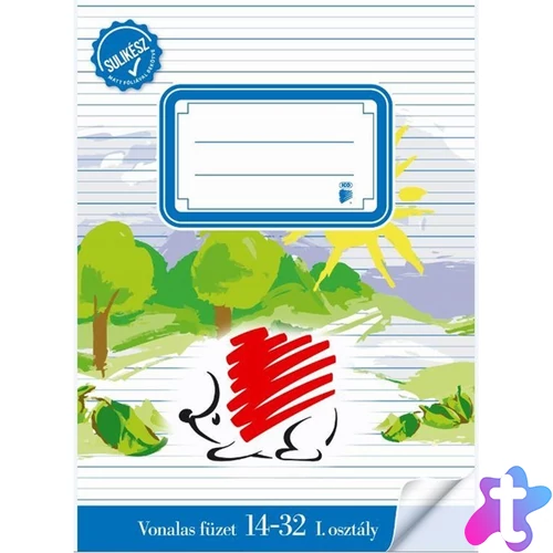 ICO Süni A5 14-32 1.osztályos bekötött sulikész vonalas füzet