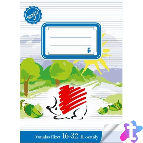 ICO Süni A5 16-32 2.osztályos bekötött sulikész vonalas füzet