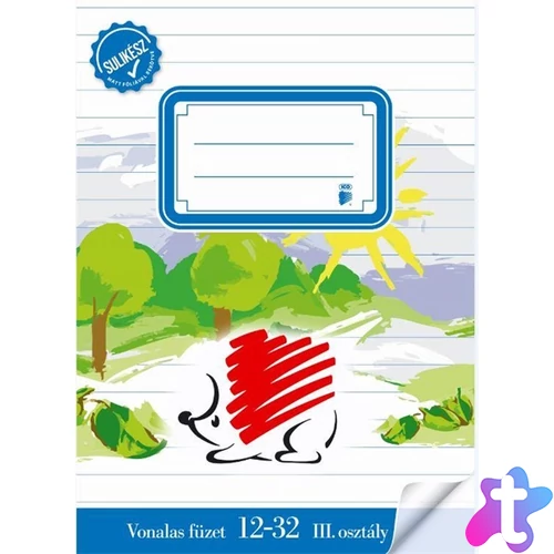 ICO Süni A5 12-32 3.osztályos bekötött sulikész vonalas füzet