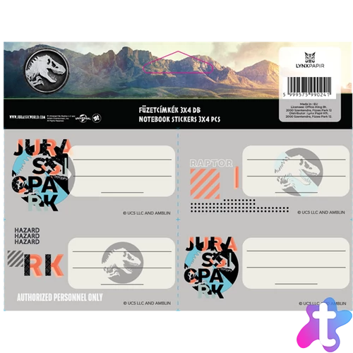 ICO Jurassic World 4db/ív füzetcímke
