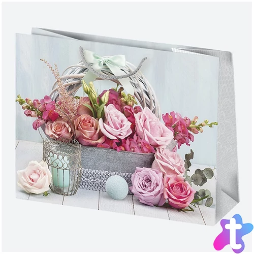 IRIS ajándéktasak, különböző színekben virágok, 300x230x100 mm