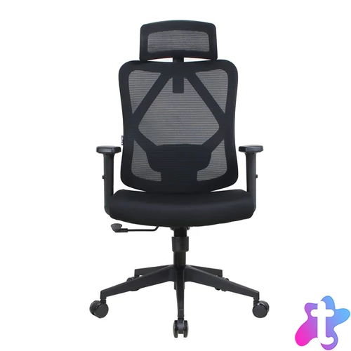 IRISOffice Eclipse fekete ergonómikus, szövet-hálós irodai forgószék fej és háttámasszal