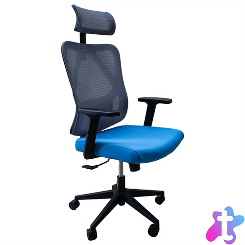 IRISOffice Eclipse kék/szürke ergonómikus, szövet-hálós irodai forgószék fej és háttámasszal