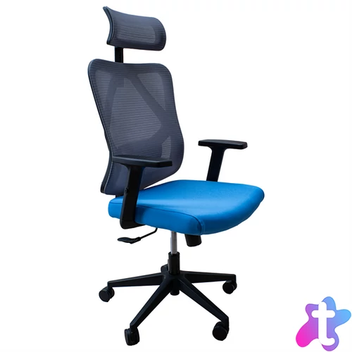 IRISOffice Eclipse kék/szürke ergonómikus, szövet-hálós irodai forgószék fej és háttámasszal