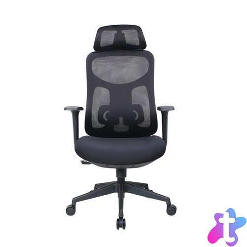 IRISOffice Mirage fekete ergonómikus, szövet-hálós irodai forgószék fej és háttámasszal