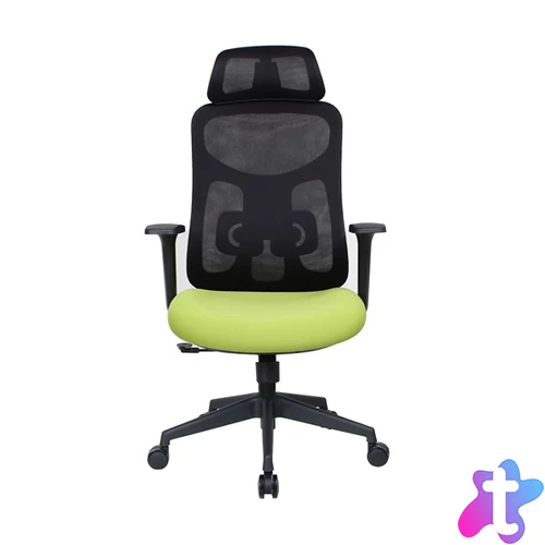 IRISOffice Mirage zöld/fekete ergonómikus,  szövet-hálós irodai forgószék fej és háttámasszal