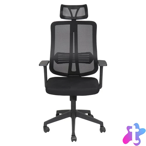 IRISOffice Felix fekete, ergonómikus, szövet-hálós irodai forgószék fejtámasszal