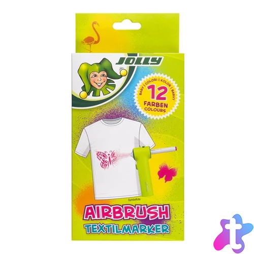 Jolly Airbrush Textile 12 darabos kétvégű színes textilmarker utántöltő készlet