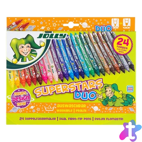 Jolly Superstars Duo 24 darabos kétvégű filctoll készlet
