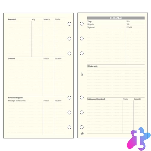 Kalendart Saturnus L367 tárgyalástervező gyűrűs naptár kiegészítő