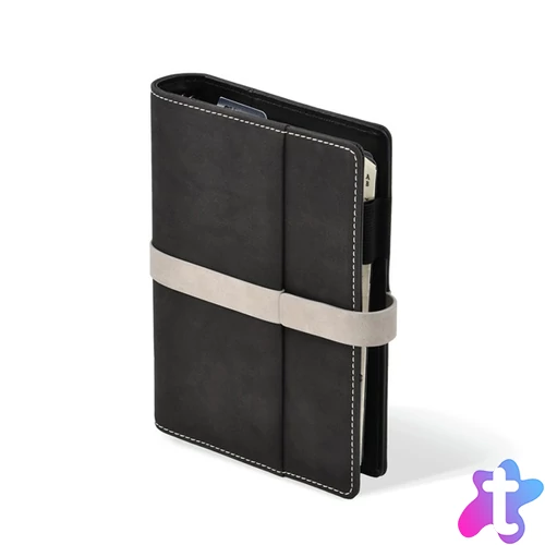 Kalendart Saturnus L225 műbőr fekete-szürke gyűrűs kalendárium