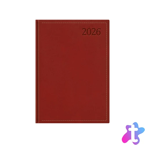 Kalendart Traditional 2026 T015 A5 heti beosztású bordó határidőnapló