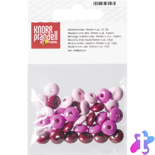 Knorr Prandell ovális 33 darabos pink fa gyöngy csomag