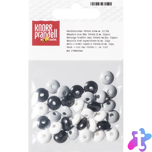 Knorr Prandell ovális 33 darabos fekete-fehér fa gyöngy csomag