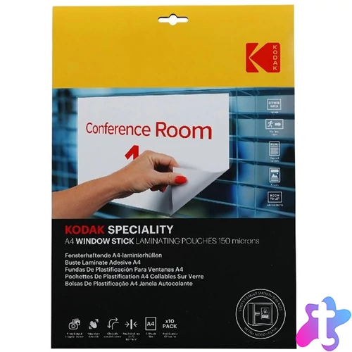 Kodak A4, 150 micron, 10 db/csomag üvegre tapadó fényes lamináló fólia