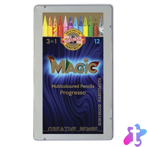 Koh-I-Noor 8772 Progresso Magic henger alakú 12db-os színesceruza készlet
