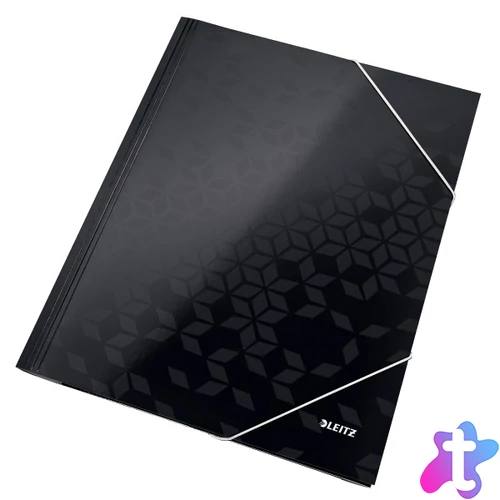 Leitz Wow karton fekete gumis mappa