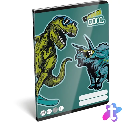 Lizzy Dino Cool 22966299 FSC A5 16-32 tűzött vonalas füzet