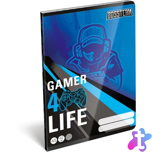 Lizzy Bossteam Gamer 4Life 22969101 FSC A5 40 lapos tűzött kockás füzet