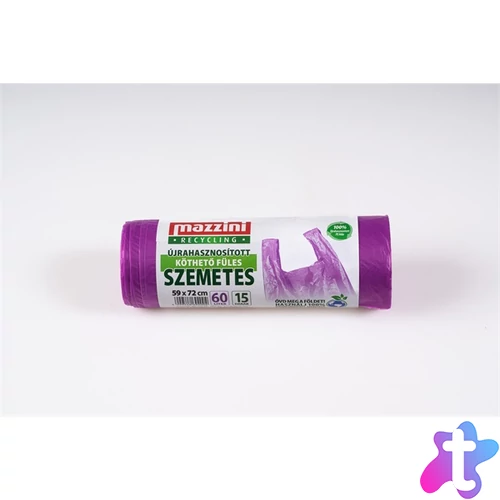 MAZZINI 104037 újrahasznosított köthető füles 15db/roll 60L szemeteszsák