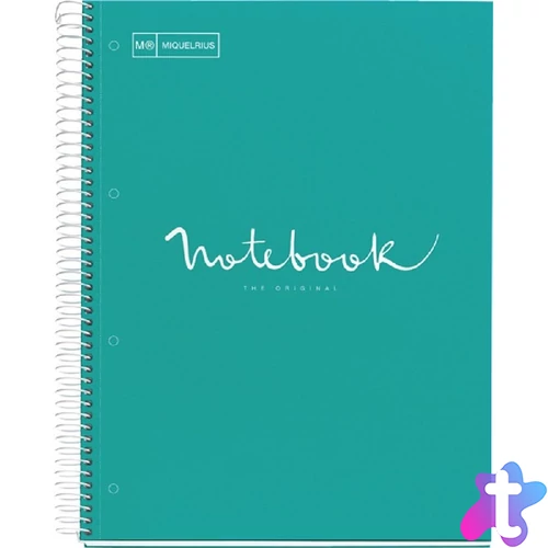 Miquelrius Emotions A4 PP 5x24 lapos türkiz kockás spirálfüzet