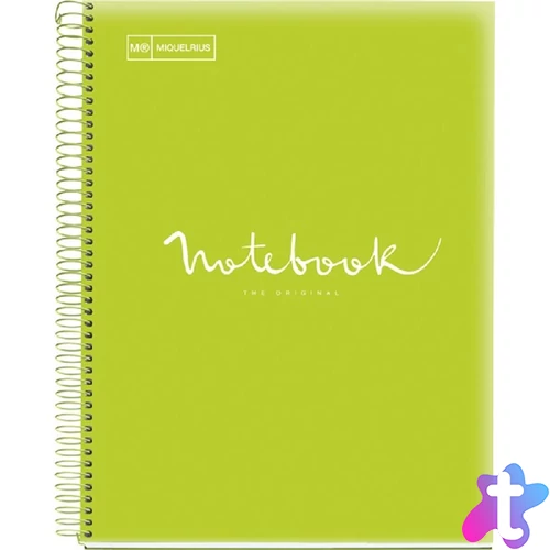 Miquelrius Emotions A4 PP 5x24 lapos lime kockás spirálfüzet