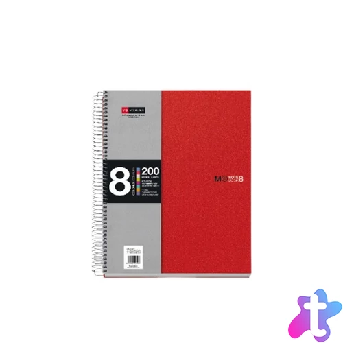 Miquelrius A4 8x25lapos kockás piros spirálfüzet