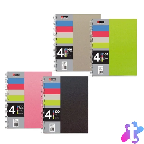 Miquelrius A4 4x25lapos PP vonalas színes spirálfüzet