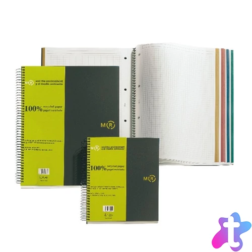 Miquelrius Recycled A4 4x30lapos kockás spirálfüzet