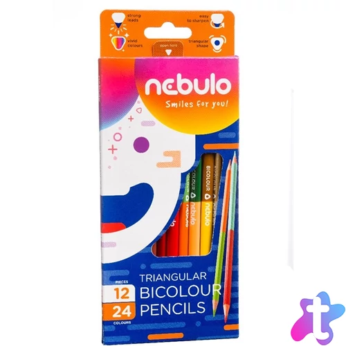 Nebulo kétvégű háromszögletű 12/24 színesceruza készlet