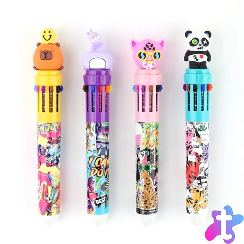 Nebulo Funny animals 10 színű golyóstoll
