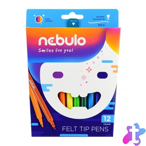 Nebulo vízbázisú 12db-os vegyes színű filctoll készlet
